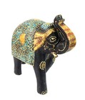 Hand Embossed Painted Wooden Elephant With Tusk – Tabletop Décor Statue i71-616