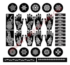 Henna Mehandi Tattoo Stencil Reusable Set of 32 Pcs For Women & Girls