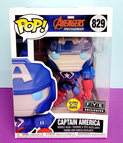 Funko Pop! Avengers Capitán América Marvel Mecha Strike 829 Brilla en la Oscuridad