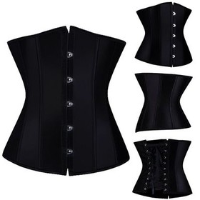 Women Boned Corset Bustier Overbust Lace Up Burlesque Top Waist Cincher Lingerie