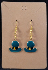 Green Leprechaun Hat Earrings - Gold Hook - St Patrick's Day - Handmade