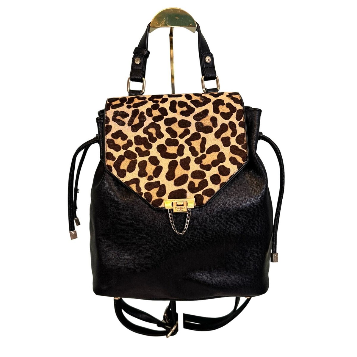 Dune London Woman’s New Browncalf Hair Leather Animal Print Backpack Dune London Backpack Genuine Calf Hair Leopard Print  main image 3