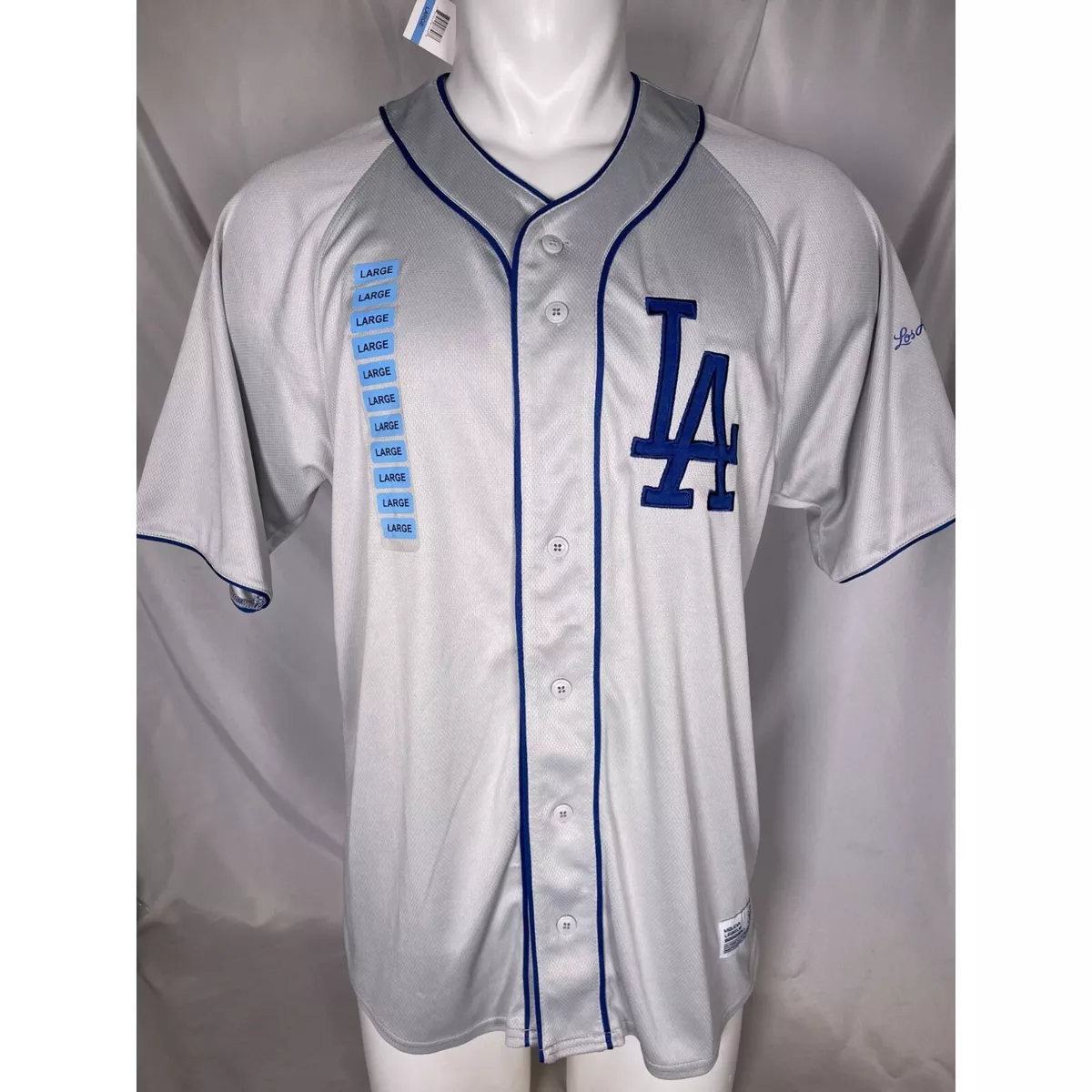 Los Angeles Dodgers MLB Grey Dynasty Away Logo Jersey Men's LARGE NWT