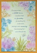 Happy Birthday Sister Greeting Card  Envelope 5x7" .