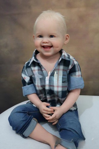 30in Reborn Baby Doll Short Hair Artist Hand-RootedToddler Boy Handmade Art Toy - Picture 8 of 8
