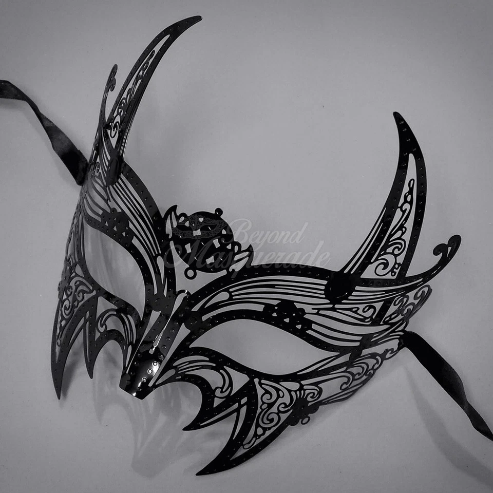 Wolf Inspired Costume Light Metal Cosplay Masquerade Mask [Black] - Image 3 of 4