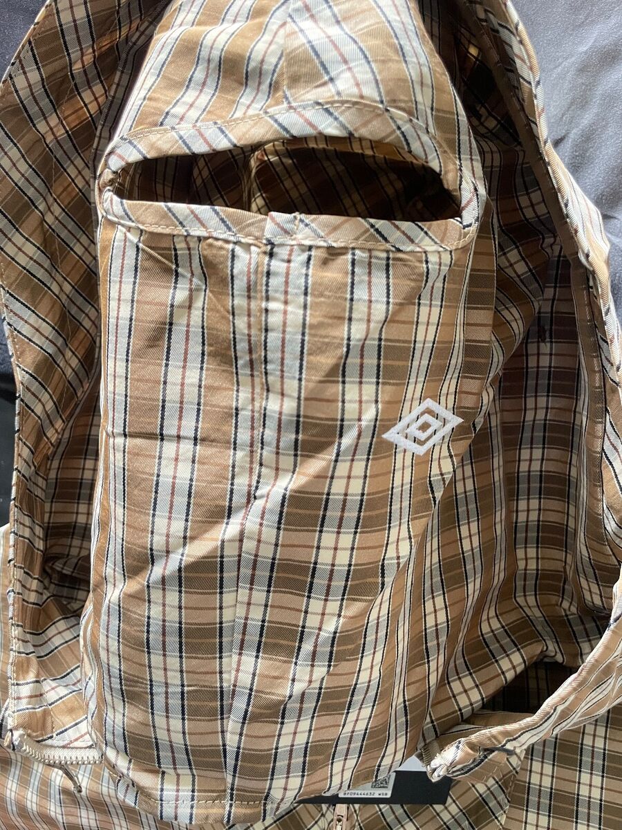 NEW UMBRO SLAM JAM PENALTY CULTURE plaid beige masked hoodie NEW UMBRO SLAM JAM PENALTY CULTURE plaid beige masked hoodie