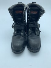 WOMENS HARLEY DAVIDSON 81003 BLACK LEATHER 8.5" MOTORCYCLE BOOTS SIZE 7 Scuffed