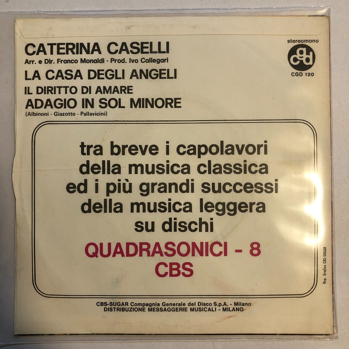 CATERINA CASELLI - LA CASA DEGLI ANGELI - 1971 ITALIAN 7¨ SINGLE