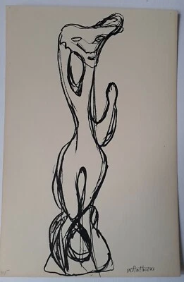 Willy Anthoons Dessin à l'encre, étude de personnage - Photo 1/4