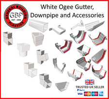 Ogee White Gutter 135mm Guttering & 65mm Downpipe Fittings Rainwater