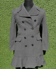 Prada IT40 Double Breasted Peacoat Jacket Flared Hem Sculpted Tailored Fit Coat