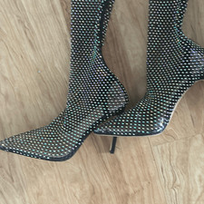 Women's Rhinestone Shoes Fashion Solid Color High Heels Pointed Boots Trendy Sex