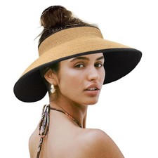 Women's Wide Brim Packable Roll Up Summer Sun Hats Beach Visor for Women
