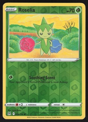 Roselia Common Reverse Holo 014/196 NM SWSH11: Lost Origin Pokemon Card
