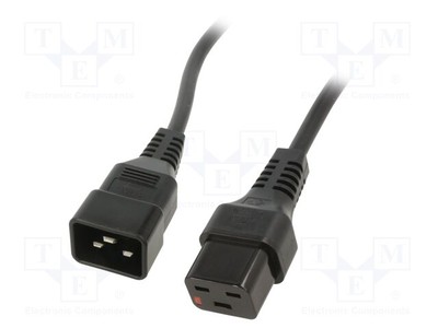 16A IEC C19 weiblich,IEC C20 männlich Kabel schwarz 250V 2m