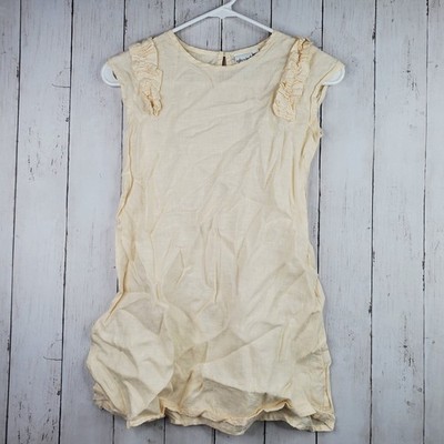 Iglo + Indi Cream Linen Dress Short Sleeve Girls Size 10-11 years M/L
