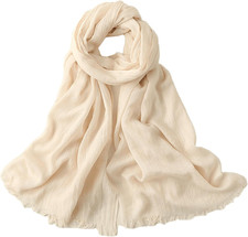 Womens Soft-Cotton-Linen Lightweight-Scarfs Large Long Fashion Gauze Shawl Wrap