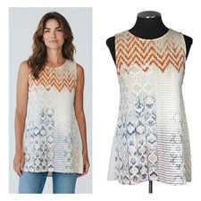 Zara – Zig Zag Geo Print Rubberized Sleeveless Tunic Mini Dress – Small