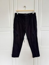 Saint Laurent women's black cotton trousers with string details size F40