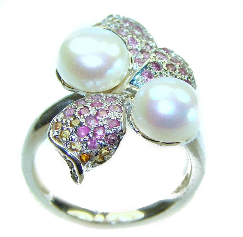 White Pearl Ring 925 Sterling Silver Handmade Stackable Size: 6 1/4 - Image 4 of 4