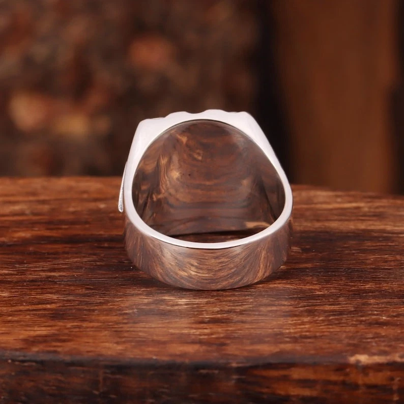 Navajo Style Vintage Men’s Ring 925 Sterling Silver Handmade Old Signet Ring - Image 4 of 4