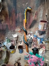 Wooden walking stick hand carved cobra snake handmade walking cane animal