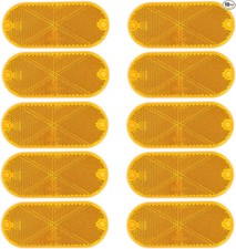 10 Pack Yellow Self Adhesive and Drill Mount Oval Reflectors, Road Yellow