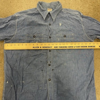 Vintage 50s Hercules Sanforized Chambray Work Shirt Size XL | eBay