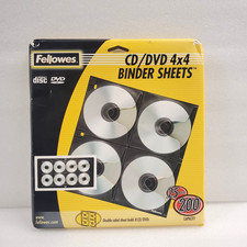NEW Fellowes CD/DVD 4X4 Binder 100 Sheets 25 Pack Double Sided Sleeves open box