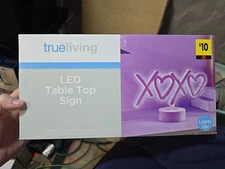 True Living LED Table Top Sign 11.81x3.93x7.28in Lights Up NIB Battery Powered