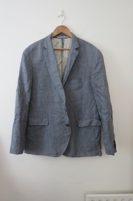 Marks Spencer Linen Jacket UK 46 Blazer Blue London Summer Nova Fides Italy