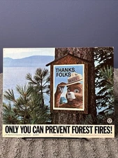 Smokey the Bear 1967 Massachusetts Prevent Forest Fires Original Easel-back Sign