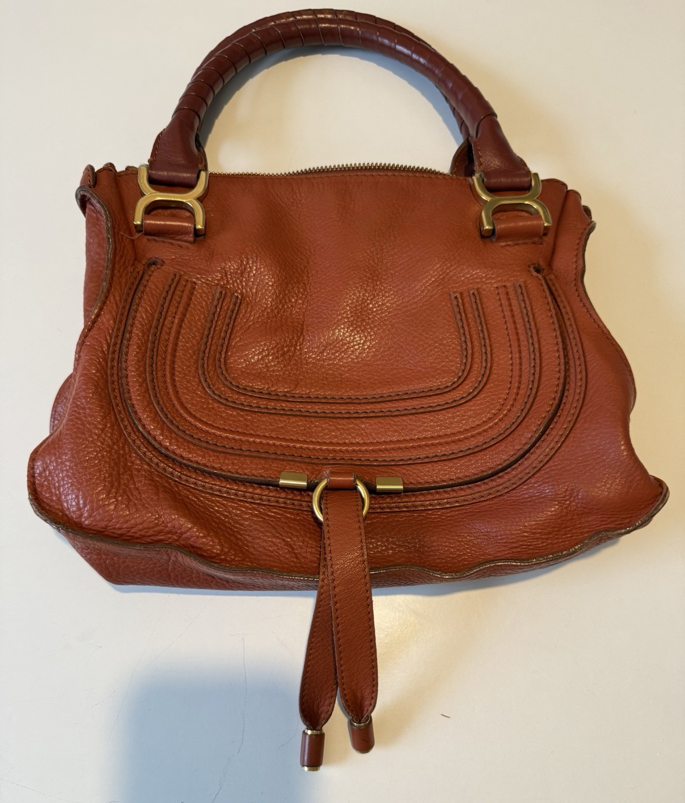 Authentic Chloe Marcie Medium Colour Whisky Brown Grain Leather