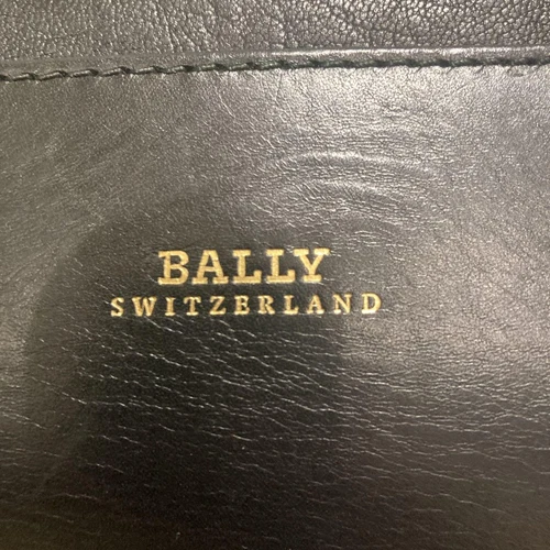 BALLY Handbag Shoulder Bag Engrave Logo Leather Black 0060527K Authentic - Afbeelding 2 van 8