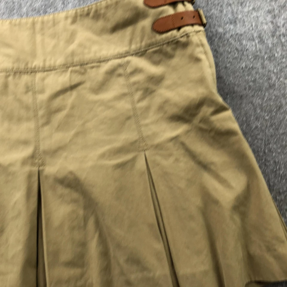 Ralph Lauren Skirt Womens 6 Khaki Pleated Mini Double Buckle Cotton Side Straps - Image 4 of 4