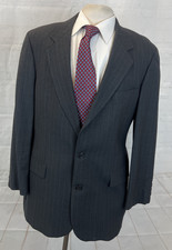 Brooks Brothers Men's Dark Gray Striped Wool Blazer 41R 695 Two Button Vintage