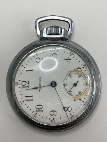 Antique Waltham 17 Jewels Nickel Silver Pocket Watch, Pre-Owned, Runs (36-#136)
