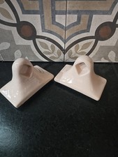 Vintage Ceramic Sand Towel Bar Brackets NOS USA