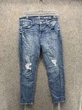 7 For All Mankind Jeans Womens 28 Blue Josefina Distressed Boyfriend Denim