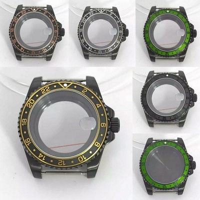 40mm PVD Schwarz Uhrengehäuse Saphirglas Für NH35/NH36 Bewegung Uhrwerk Zubehör