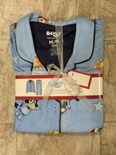 Briefly Stated Bluey Christmas Women's Fleece Collared Pajama Set M/M Blue