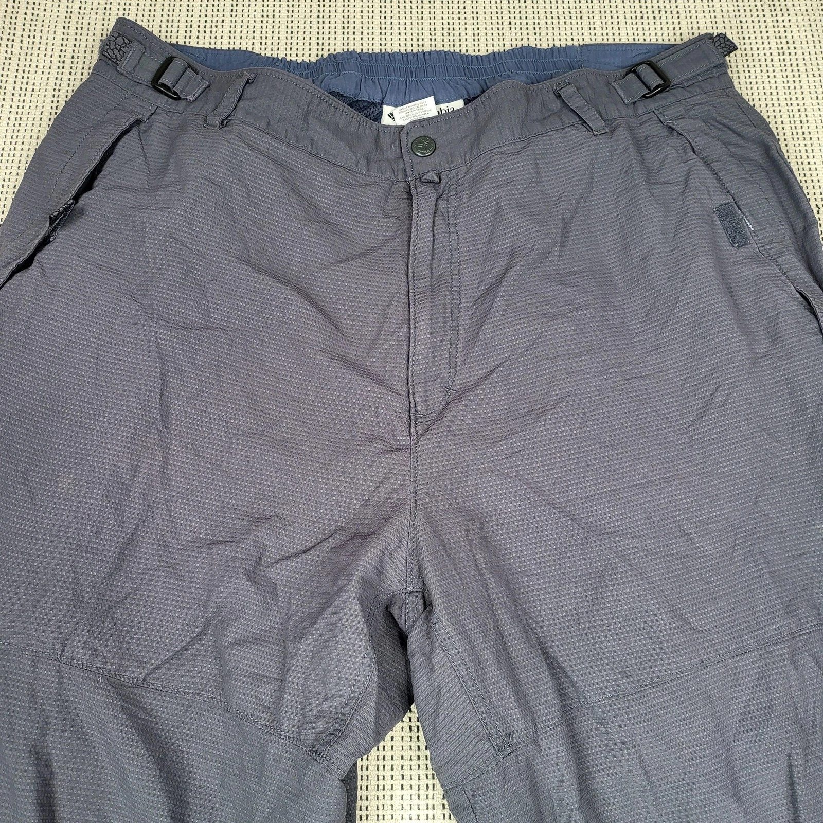 Columbia Rain Pants Mens XL Gray Lined Elastic Waist Hiking Lightweight Trail