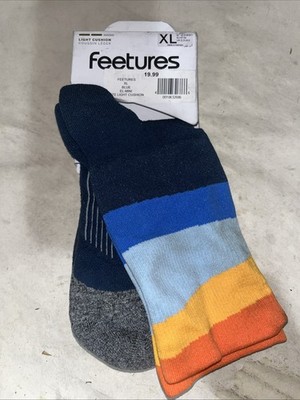 Size XL- Feetures Multicolor  Light Cushion Elite Crew Sock 1 Pair With Defects