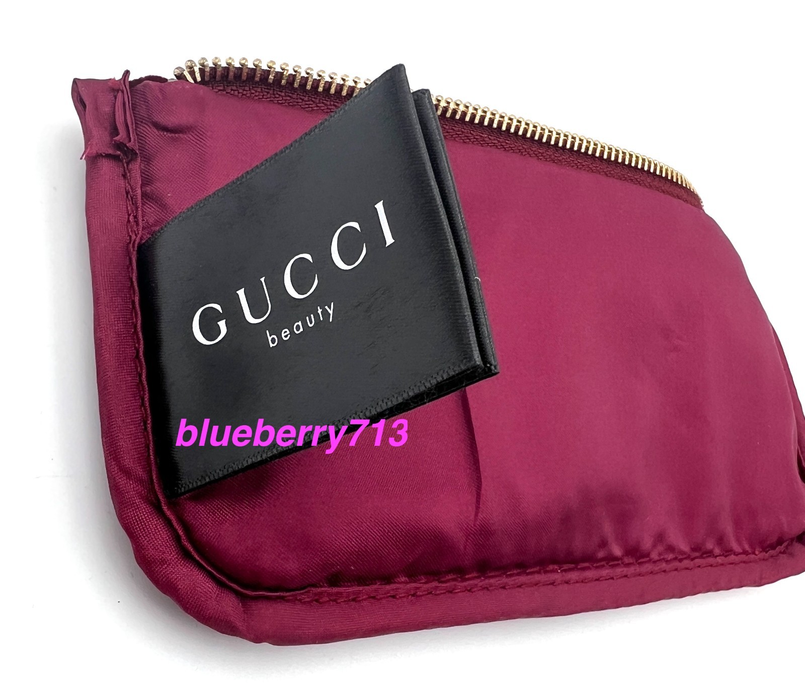 New! Gucci Beauty  Makeup Bag Pouch Clutch  with zipper ~ Burgundy thumbnail 5
