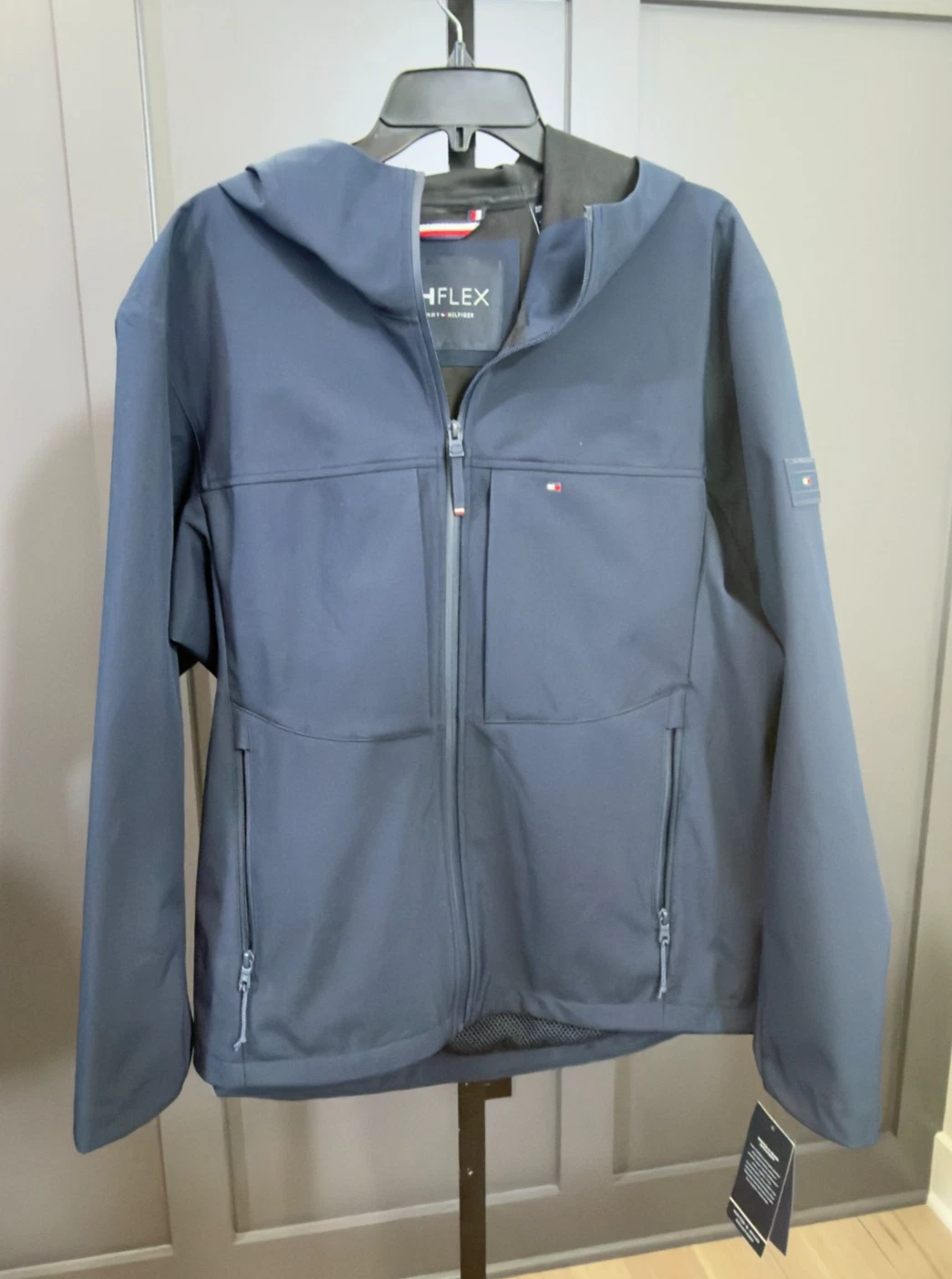 NWT Tommy Hilfiger THFlex Hooded Softshell Jacket Navy Blue, XXL $195 MSRP