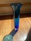 Blenko Glass Vase 15" Blue Signed by Matt Carter