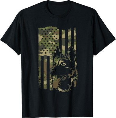German Shepherd Dog - Dog Lover Shepherd USA Flag 4th July T-Shirt