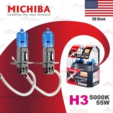 2x H3 453 MICHIBA 12V 55W Headlight Halogen Bulbs Lamps 5000K XENON Look WHITE