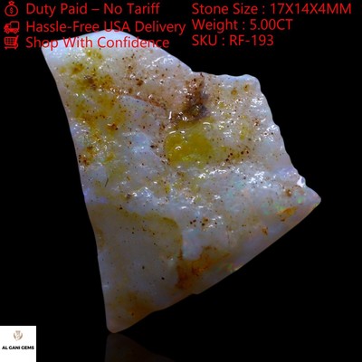 5.00 Cts Natural Australian Fire Opal Gemstone Handcrafted Rough 17x14x4 mm